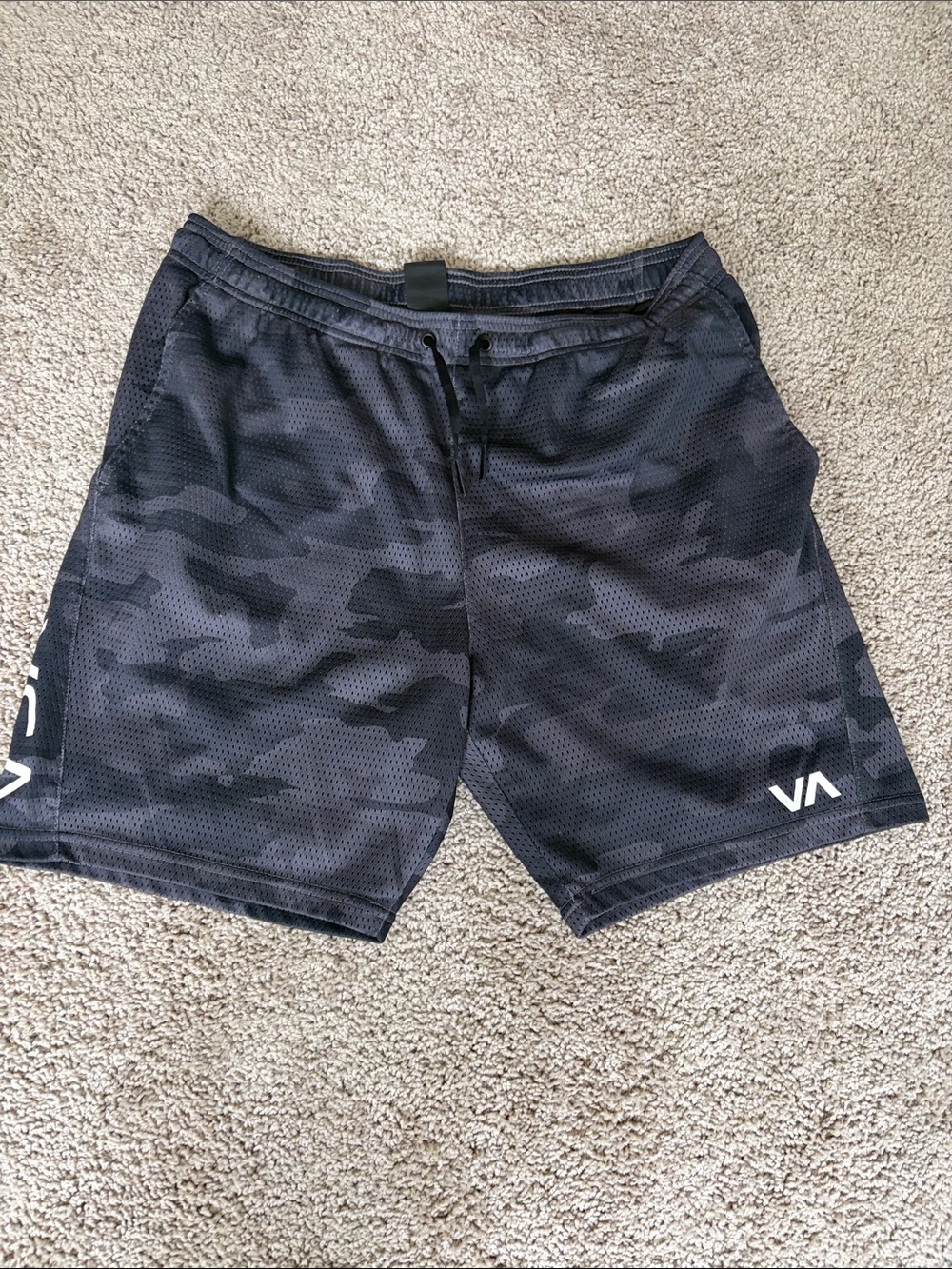 RVCA Men’s Black Camo Mesh Athletic Shorts